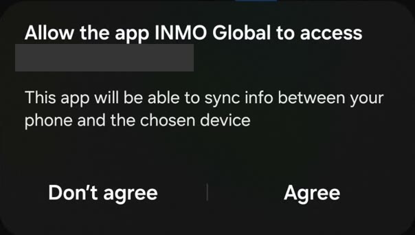 Android dialog asking to allow INMO Global to access the glasses